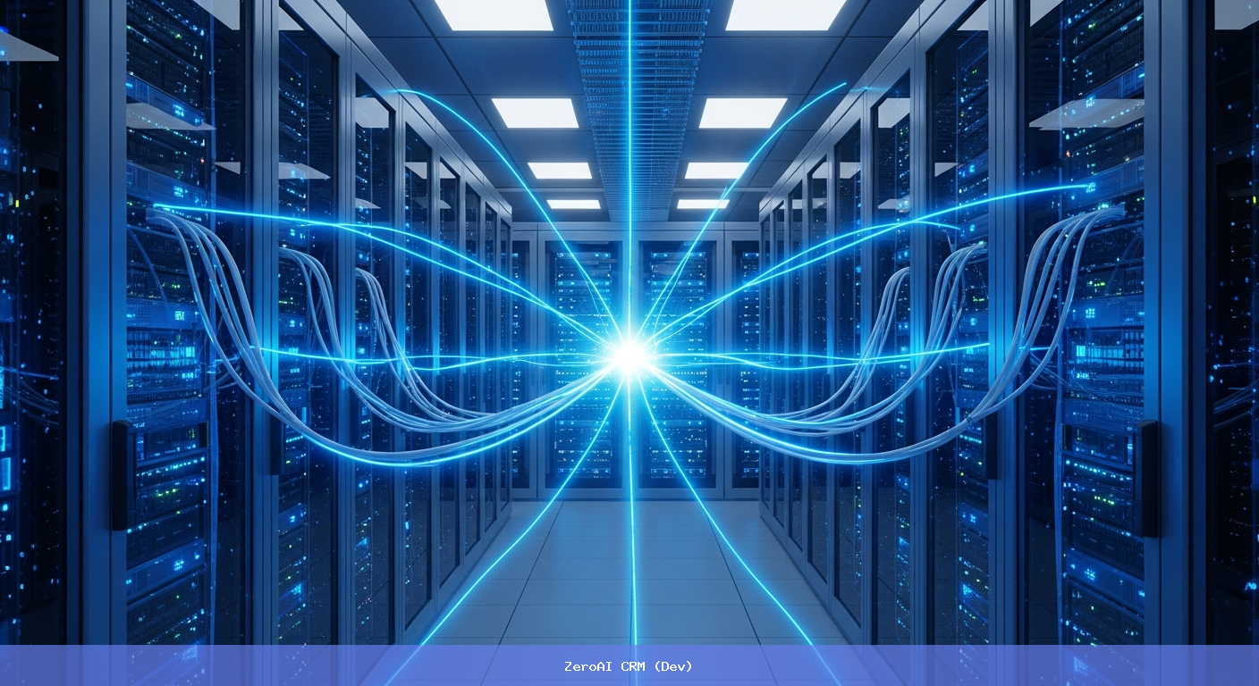 secure server room abstract glowing blue network